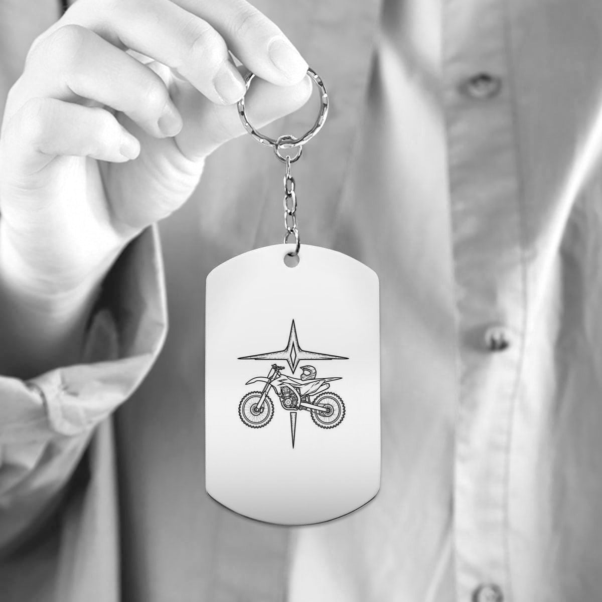 Star & Bike Aluminium Keychain